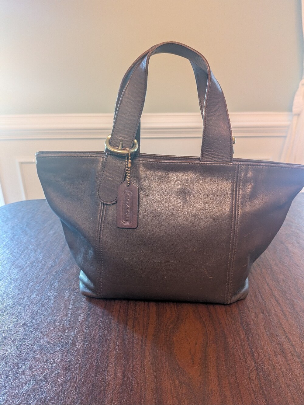 Vintage Coach Brown Leather Tote Bag Large Women 4133 Authentic Grain Shoulder